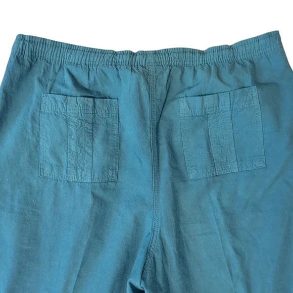 Erika Blue High Rise Cotton Pull On Wide Leg Capri Cropped Pants Women's Medium - Picture 6 of 9